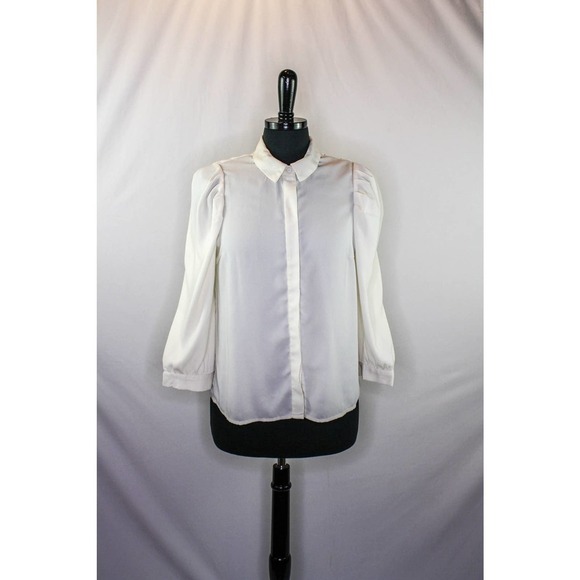 Aware By Vero Moda Button Down Blouse White Recycled Polyester Size S - Picture 1 of 4